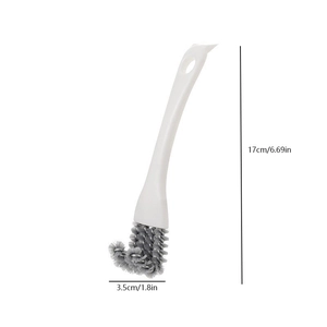 Multipurpose kitchen stove cleaning brush with grey nylon bristles and 17cm white handle