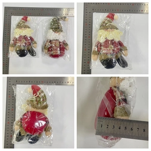 Detailed size measurement of Christmas gnome plush doll with red and green plaid patterns