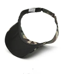 Detailed top view of classic jungle camouflage sun visor made of 100% durable polyester