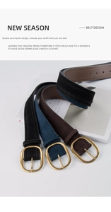 Lot de ceintures en cuir mat pour femme en noir, bleu et marron avec boucles dorées