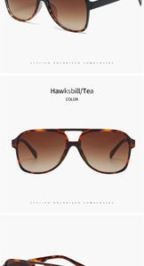 Dettagli degli occhiali da sole aviator vintage tartarugati con lenti polarizzate sfumate