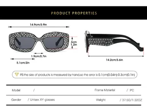 Detailed size chart for cat eye sunglasses with frame width and lens height measurements