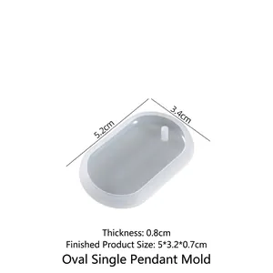 Oval silicone mold for DIY resin pendants with dimensions 5.2x3.4cm in translucent white