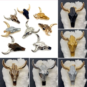 Bull Head Skull Pendants Acrylic Electroplated DIY Jewelry Accessories Western Bohemia Style Findings