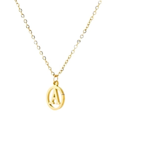 Collier élégant en acier inoxydable plaqué or 18 carats avec pendentif lettre A ajouré