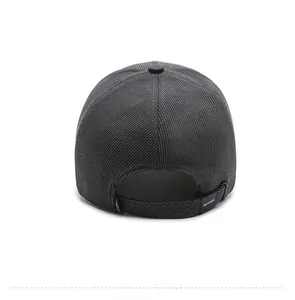 Detail of dark grey baseball cap back showing adjustable strap and narason label