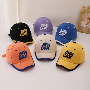 Kids cotton sun hats with Stay Cool embroidery in six vibrant color combinations