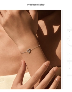 Detailed view of VVS1 Moissanite heart bracelet in S925 sterling silver on wrist