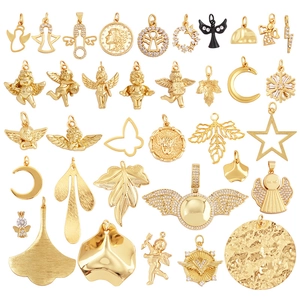Alloy Zircon Pendants Charms Angel Moon Star Leaf Butterfly Snowflake Accessories For DIY Jewelry Making