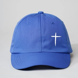 Berretto da baseball in cotone blu navy con croce bianca e cinturino regolabile per il sole