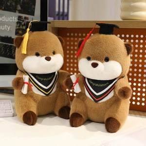 Graduation Otter Plush Toy Soft Stuffed Animal With Mortarboard Cap Congratulations Scarf Diploma Scroll For Graduate Student Gift