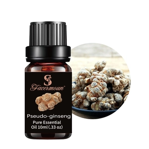 10ml Pseudo-ginseng pure essential oil in brown glass bottle with botanical root illustration