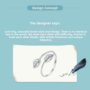 Detailed view of S925 sterling silver leaf ring with delicate leaf vein textures