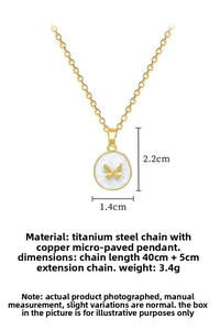 Detailed view of titanium steel necklace with butterfly pendant dimensions 2.2x1.4cm
