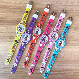 Set of 6 colorful cartoon cat quartz watches with printed silicone straps for kids