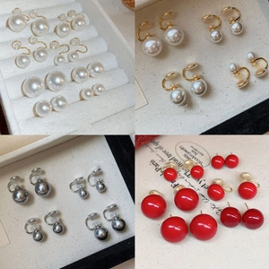 Vintage French Style Faux Artificial Pearl Earrings With 925 Sterling Silver Earring Post Alloy Rhinestone Ear Clips For Women