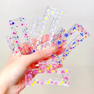 Floral acrylic shark hair clips with diverse summer patterns and daisy designs