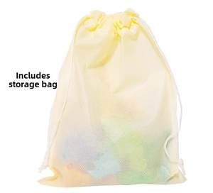 Translucent drawstring storage bag for colorful dinosaur stacking toy blocks