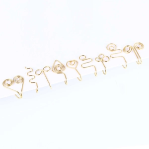 Set of 10 assorted gold stainless steel U-shaped non-piercing nose rings and clips
