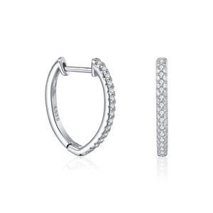 S925 sterling silver hoop earrings with sparkling VVS1 moissanite stones set in a row