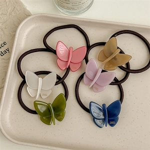 6-piece jelly acetate butterfly hair ties set in assorted Morandi colors for women