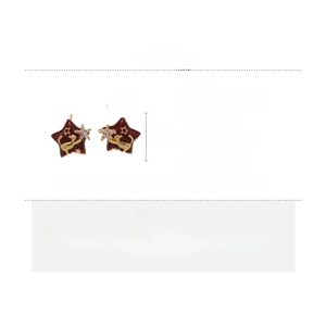 Detail view of 18k gold plated cat and star stud earrings with size and weight info