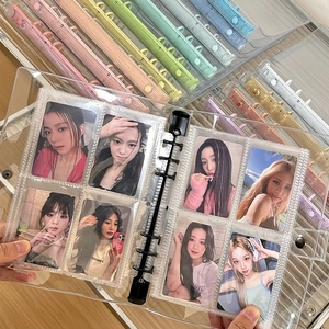 A5 A6 transparent 6-hole binder with colorful clips for photo card collection