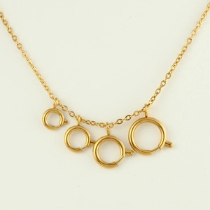 Detail of 18k gold stainless steel spring ring clasps for jewelry making DIY necklaces