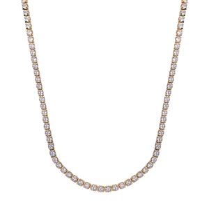 Élégant collier tennis en acier inoxydable plaqué or 18 carats avec oxydes de zirconium