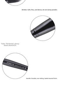 Detail of premium black synthetic fiber bristles and thickened aluminum ferrule brush