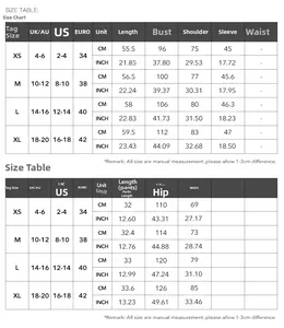 Size guide table for women's two-piece hoodie set showing bust and length measurements