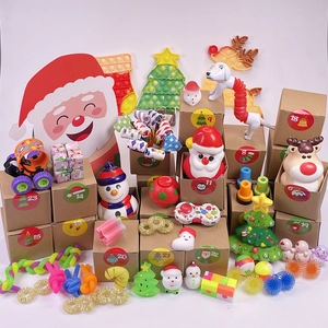 Detailed view of 24-day Christmas countdown advent calendar with various sensory fidget toys