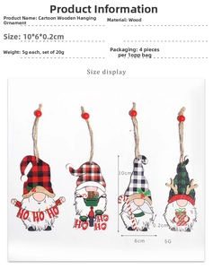 Détails de 4 pendentifs de Noël en bois avec dimensions et taille de 10x6cm par pièce