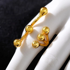 Geometric Branch Multi-Ball Open Ring Titanium Steel 18K Gold Plated Avant-Garde Statement Jewelry For Women