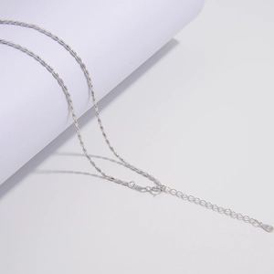 Minimalist S925 sterling silver beaded necklace with adjustable oval link chain for women