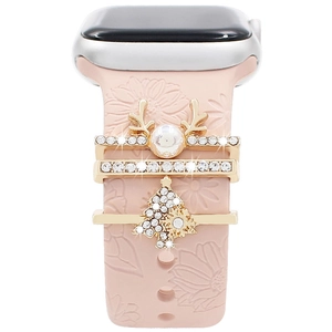 Christmas charms for smartwatch silicone bands featuring reindeer and sparkling tree designs
