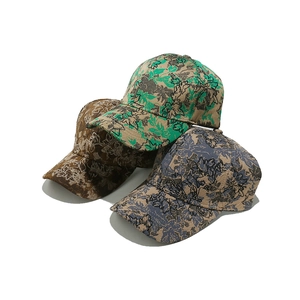 Retro Floral Leaf Print Baseball Cap Polyester Jacquard Sunshade Curved Brim Adjustable Fashion Peak Hat For Women Men
