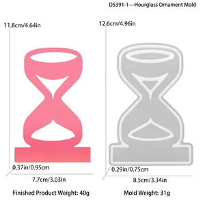 Detailed size specifications for coconut tree hourglass silicone mold and resin casting