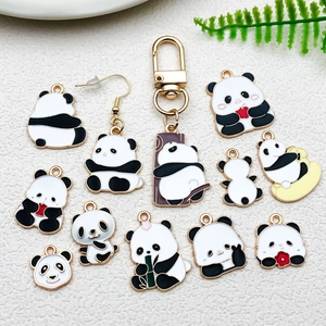 Panda bamboo enamel charms and alloy earrings DIY accessories jewelry set collection