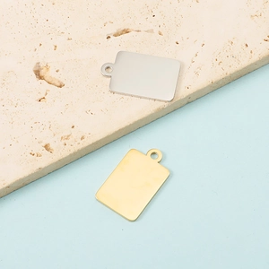 Polished rectangular stainless steel jewelry pendants in gold and silver finishes for DIY