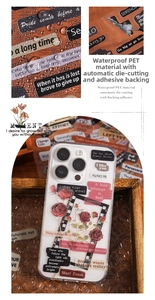Macro view of waterproof PET floral stickers showing smooth peeling and water resistance
