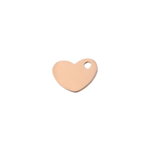 Polished rose gold heart-shaped stainless steel pendant charm with a hole for DIY jewelry