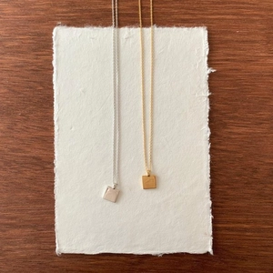 Minimalist 925 sterling silver geometric square necklaces in gold and silver colors