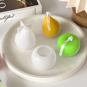 Moules en silicone détaillés pour bougies parfumées 3D en forme de poire et pomme