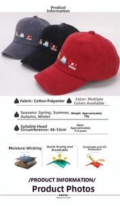 Close-up of kids baseball cap with detailed car and excavator embroidery for ages 2-8