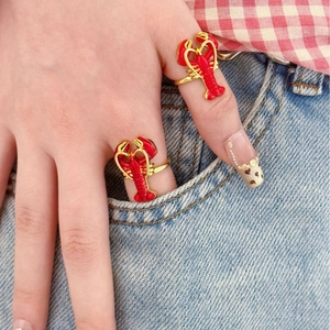 Bague homard mignonne style marin d'été pour les fêtes de plage et les loisirs