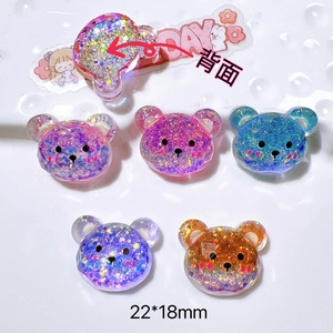 Macro shot of 22x18mm resin bears with glitter filling for DIY crafts accessories