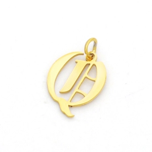 Gold gothic letter pendant made of stainless steel with a smooth polished finish
