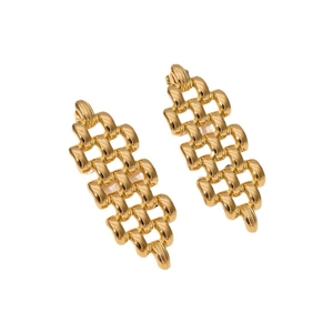 Boucles d'oreilles géométriques en acier inoxydable doré avec tressage triple