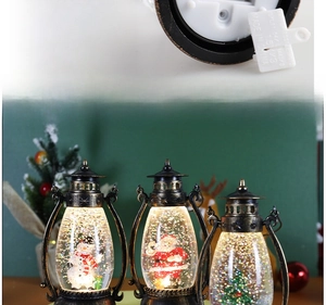 Close-up of CR2032 battery compartment for glowing Christmas lanterns with glitter